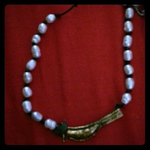 Blu necklace on leather cord 24"